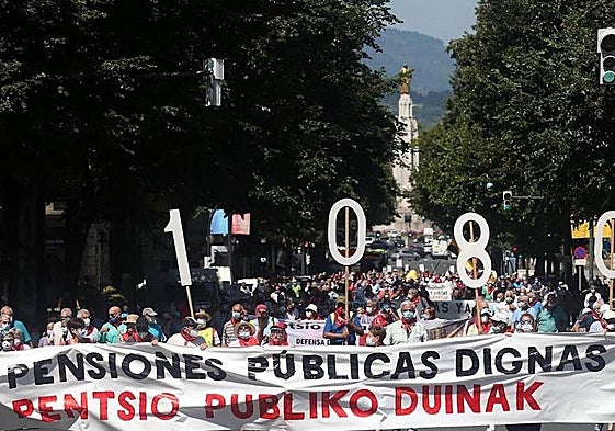 Manifestación de pensionistas en Bilbao.