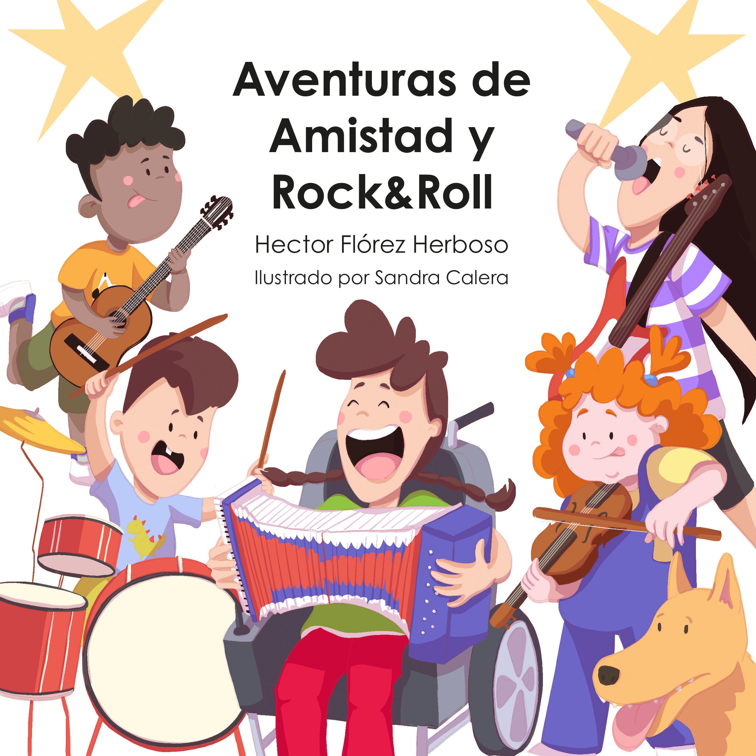 Imagen - Ilustrado por Sandra Calera, 'Aventuras de amistad y rock & roll' busca «motivar a las niñas y los niños con diversidad funcional». Se puede adquirir en 'crowdfunding' a través de Verkami y cuesta 15 euros en papel (publicado por Ediciones Agoeiro) y 5 euros en pdf.