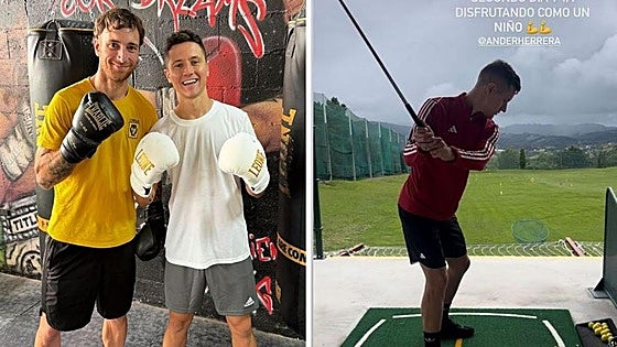 Ander Herrera aparca el fútbol por vacaciones: boxeo junto a Amorebieta y clases de golf