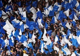 Afición escocesa durante un partido de su selección.