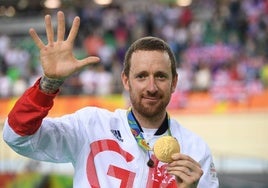 Wiggins celebra una medalla de oro en los Juegos de Río.