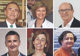 En la fila superior, Julen Ballesteros, San Eloy; Carmen Rodríguez, Gorliz, y Jon Guajardo, Galdakao. Abajo, Jesús Larrañaga, Basurto; María Luz Marqués, Cruces, e Itziar Larrea, Santa Marina.