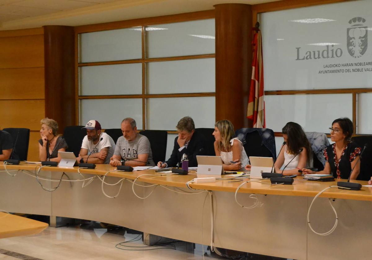 Los siete concejales de EH Bildu en el pleno de Llodio.