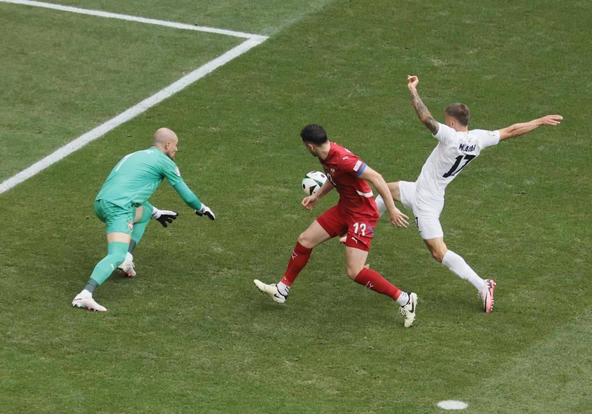 Imagen del partido Eslovenia-Serbia.