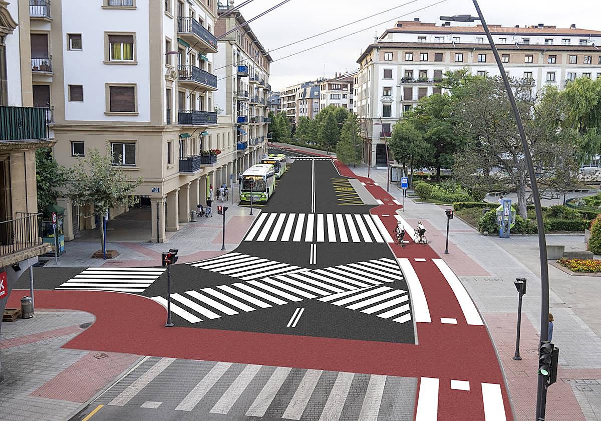 Aspecto que tendrá el cruce de las calles Eduardo Coste y Mayor, en Las Arenas.