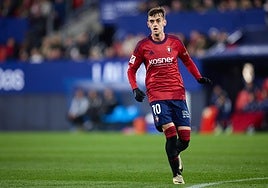 Aimar Oroz en un partido con Osasuna.