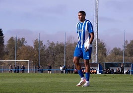 Maroan Sannadi durante un partido con el Deportivo Alavés B esta última temporada.