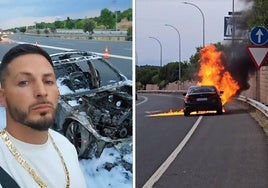 Nyno Vargas sufre un accidente y se incendia su coche en plena carretera: «Un poco más y no lo contamos»