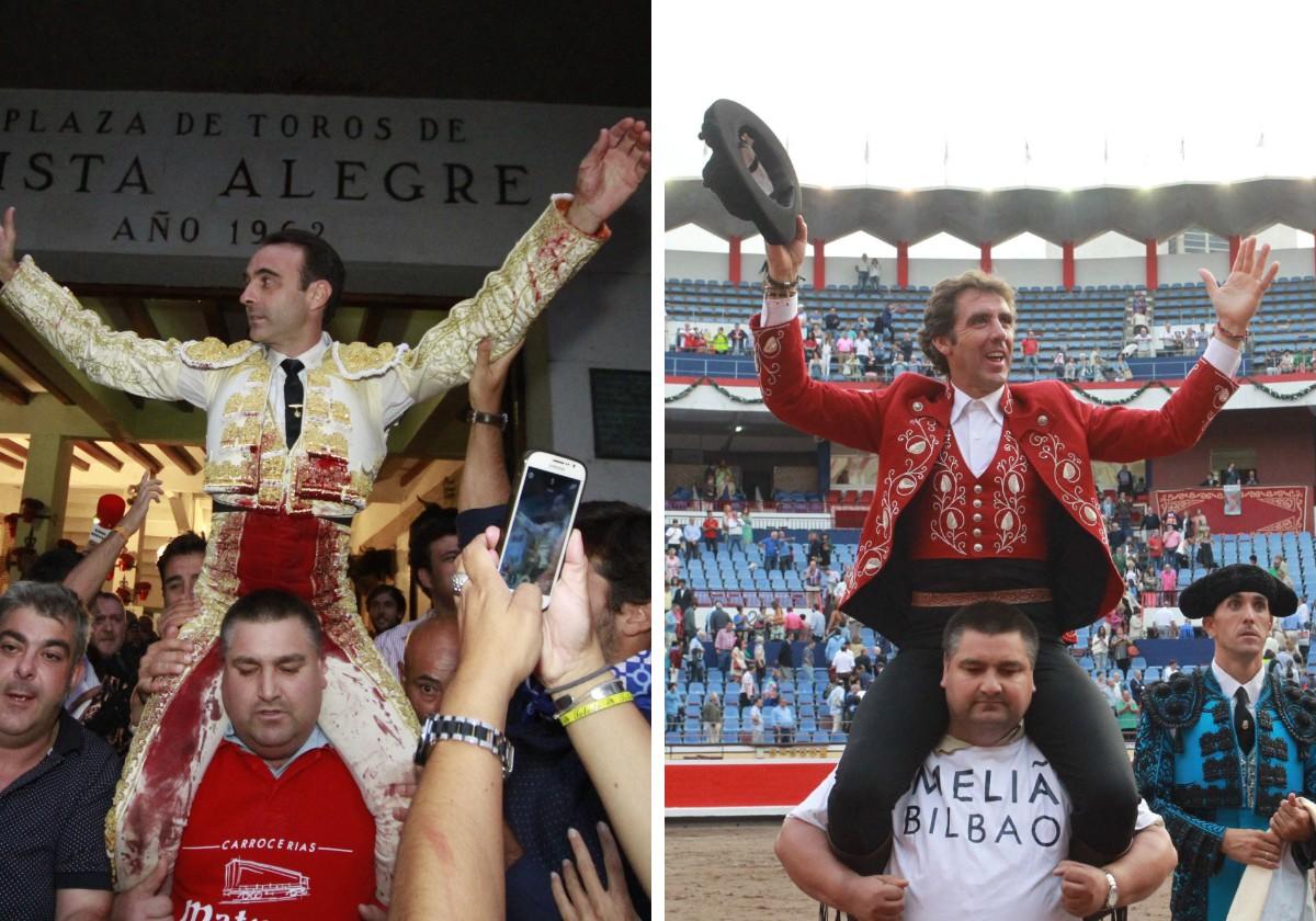 Enrique Ponce, a la izquierda, y Hermoso de Mendoza han salido triunfadores de Vista Alegre.