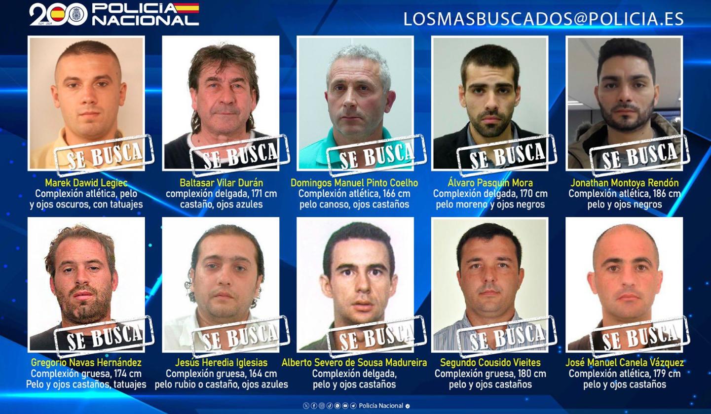 Asesinos, violadores, traficantes... estos son los diez fugitivos más peligrosos de España