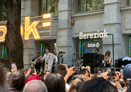 Martin Urrutia, durante su actuación en la Gran Vía.