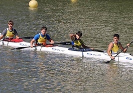 Piragüistas mirandeses, tras la prueba.