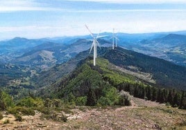 Fotomontaje con los cuatro molinos sobre la cima.