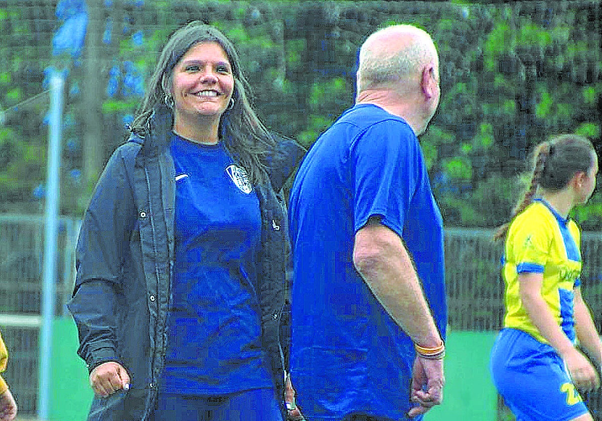 Sheila García, durante un entrenamiento la pasada temporada en el Leioa.