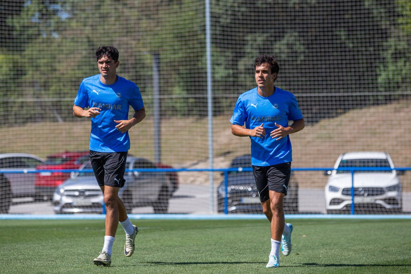 Novoa y Sánchez, en su primer entrenamiento.