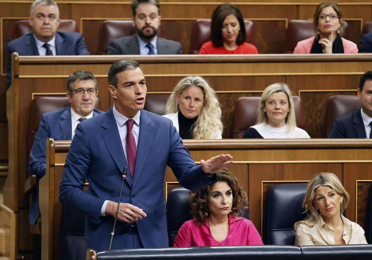 El presidente del Gobierno, Pedro Sánchez, en el Congreso.