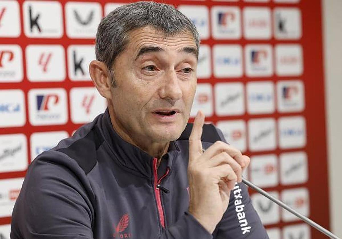 Ernesto Valverde, en una rueda de prensa.