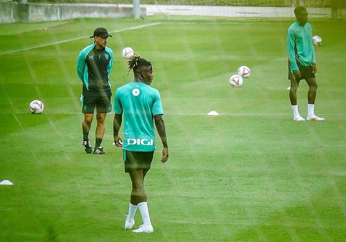 Nico Williams en un entrenamiento en Lezama el pasado martes.