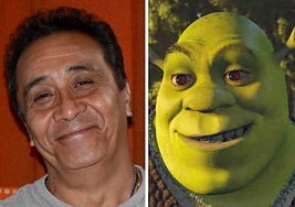 Alfonso Obregón a la izquierda y una escena de la película Shrek.