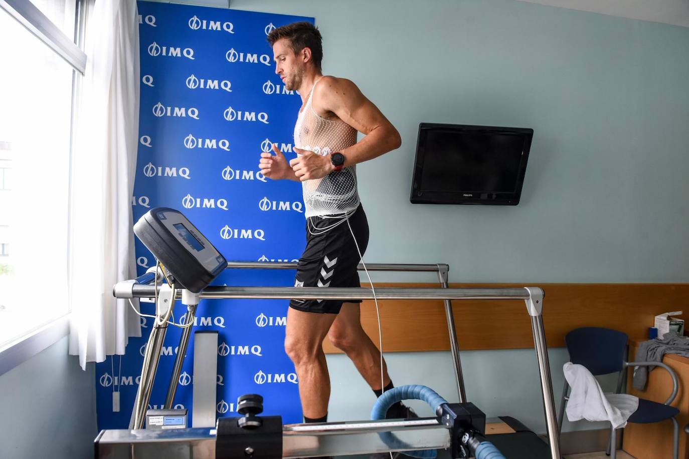 Xabi Rabaseda, durante un momento del reconocimiento médico realizado hoy.
