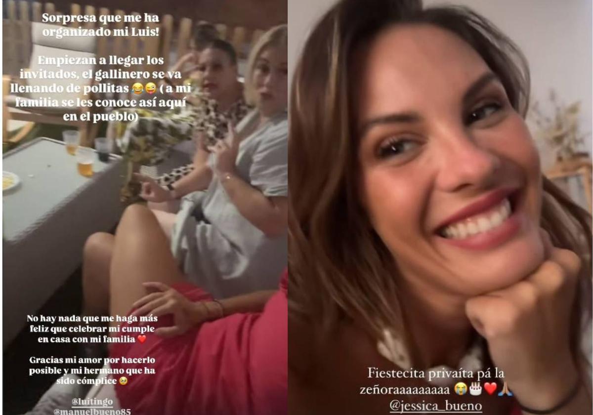 Jessica Bueno en la fiesta sorpresa que le tenía preparada Luitingo en Málaga.