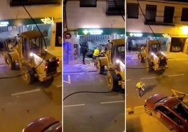 Intento de robo de un banco con una excavadora en Zaragoza el pasado jueves.