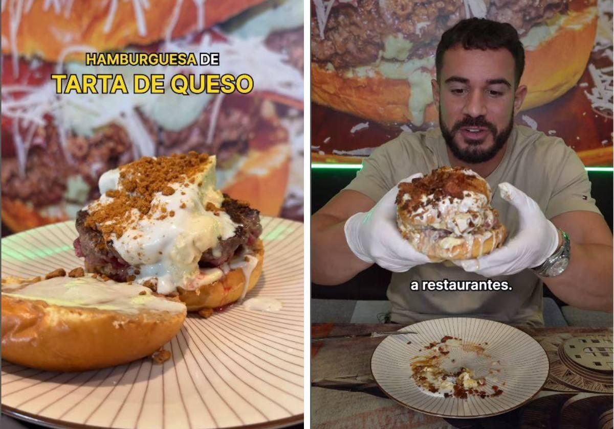 'Cenando con Pablo' se atreve con la famosa hamburguesa de tarta de queso que arrasa en Bilbao