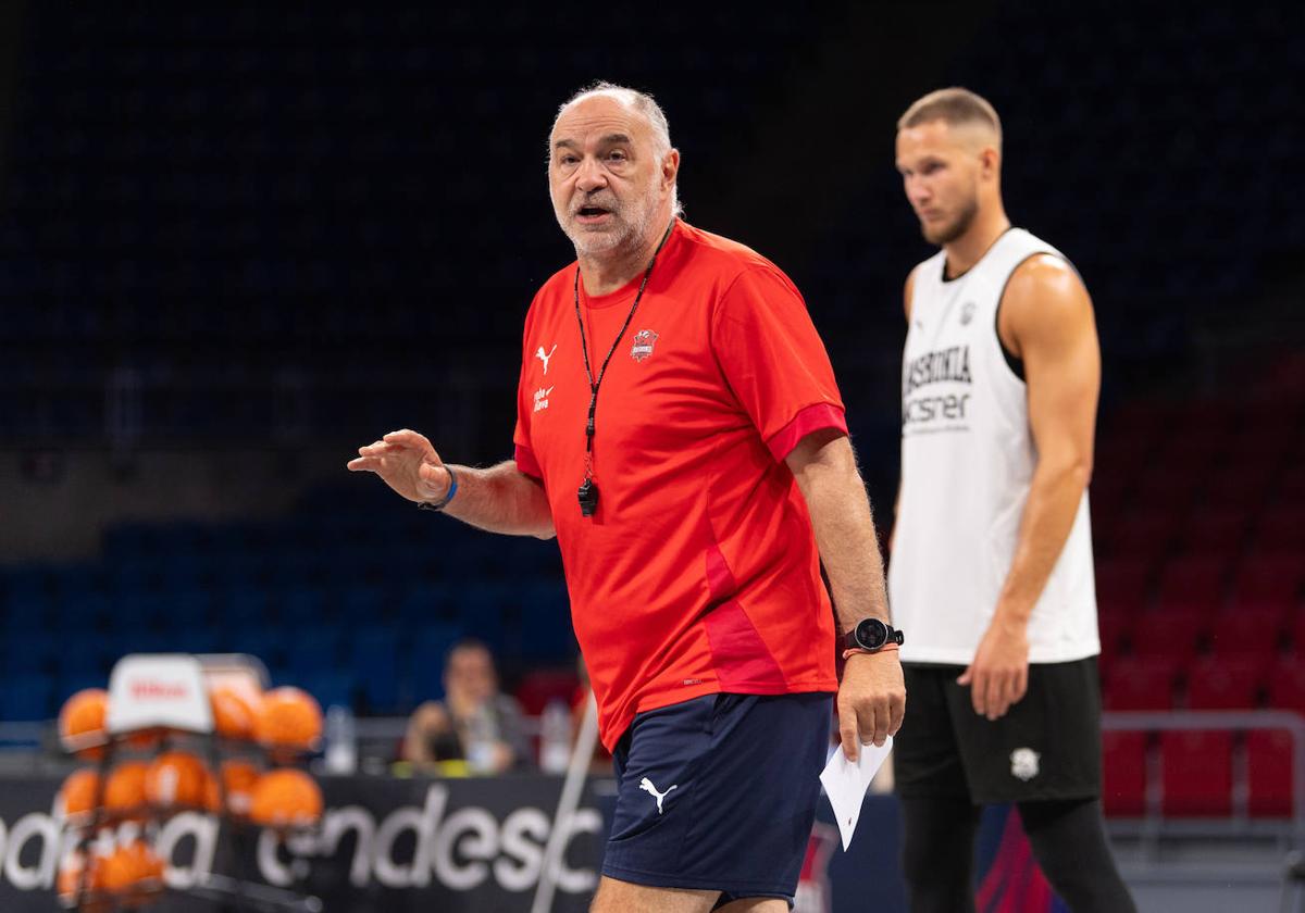 El primer entrenamiento de Laso como técnico del Baskonia, en imágenes