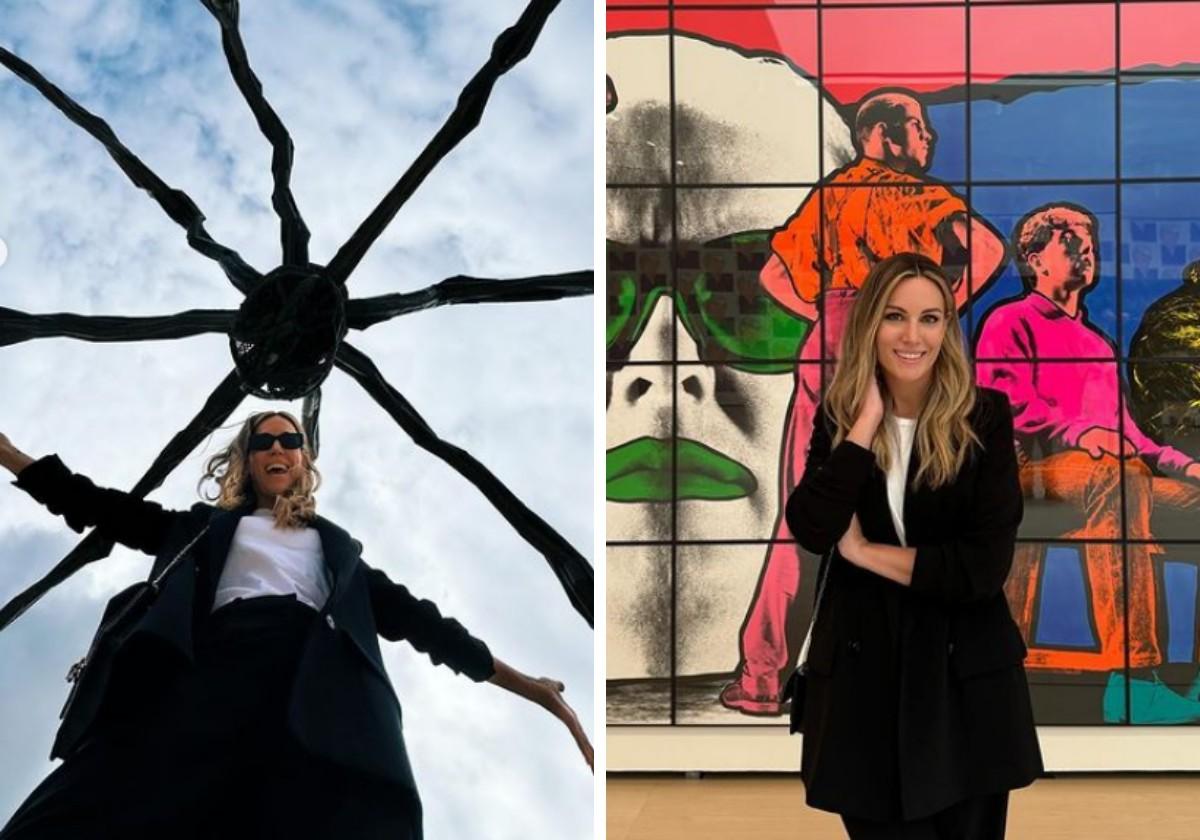 Edurne posa con la araña y dentro del Guggenheim.