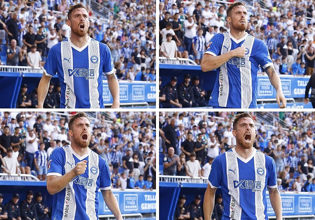 Toni Martínez celebra su gol a Las Palmas.