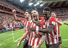 Sancet cabecea el centro de Nico Williams para superar en el salto a Javi López y batir a Remiro.