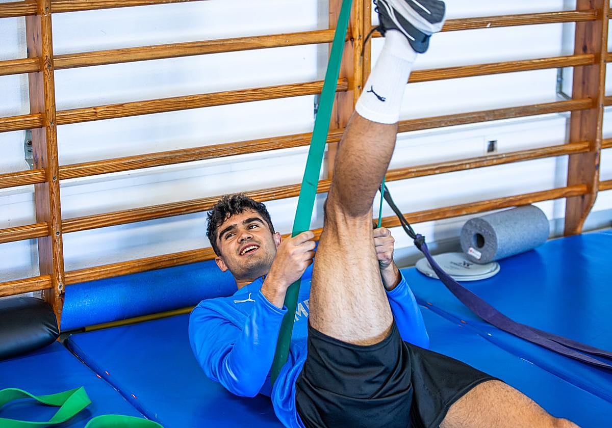 Novoa, durante un entrenamiento en el gimnasio.