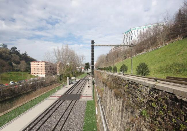 Recreación de cómo quedará la estación de Los Caños, en el entorno de Miraflores.