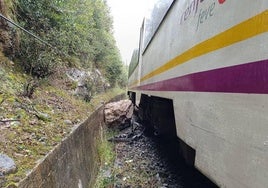 Roca contra la que impactó el tren.