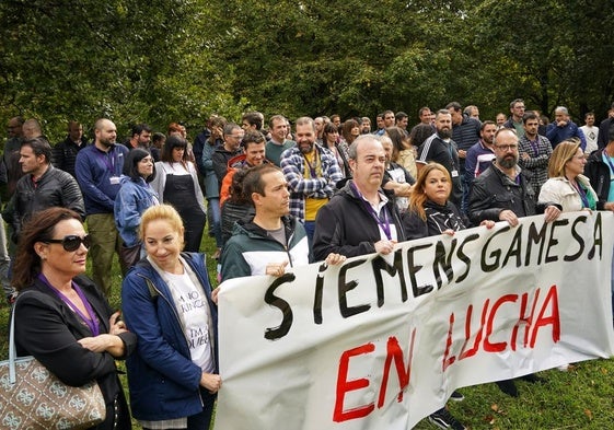 Imagen de una protesta protagonizada por trabajadores de Siemens Gamesa en Zamudio, a finales del pasado año.