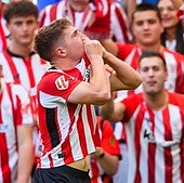 Jauregizar y el festejo de su primer gol: «Los compañeros me han dicho que parecía poseído»