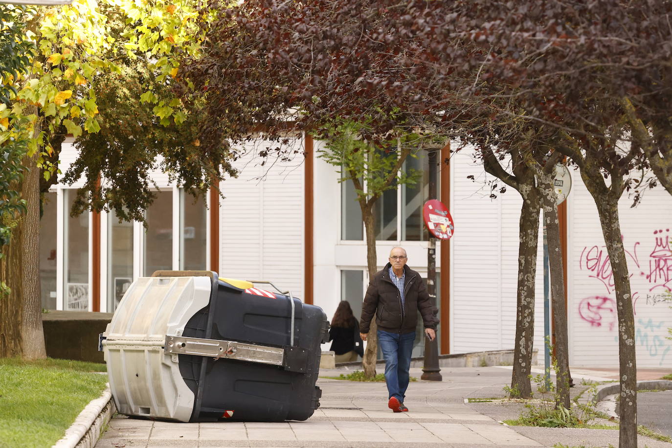 En Vitoria, el viento ha volcado y desplazado contenedores, además de romper ramas de los árboles.