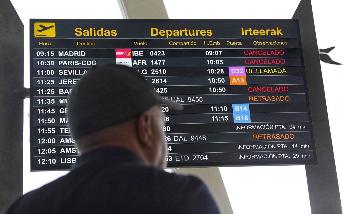 Caos en el aeropuerto de Loiu por los fuertes vientos causados por &#039;Kirk&#039;