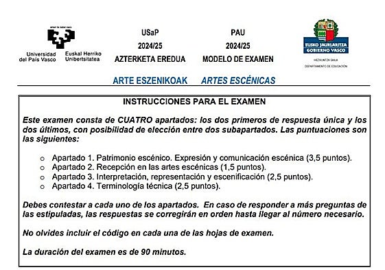 Así es el examen de Artes Escénicas de la nueva Selectividad