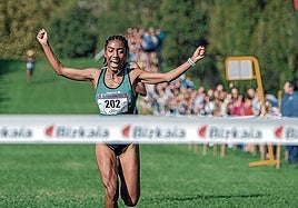 Likina Amebaw, ganadora del cross Internacional de Zornotza en 2023.