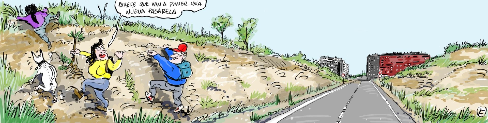 La viñeta de Cerrajería sobre la nueva pasarela entre Zabalgana y Armentia