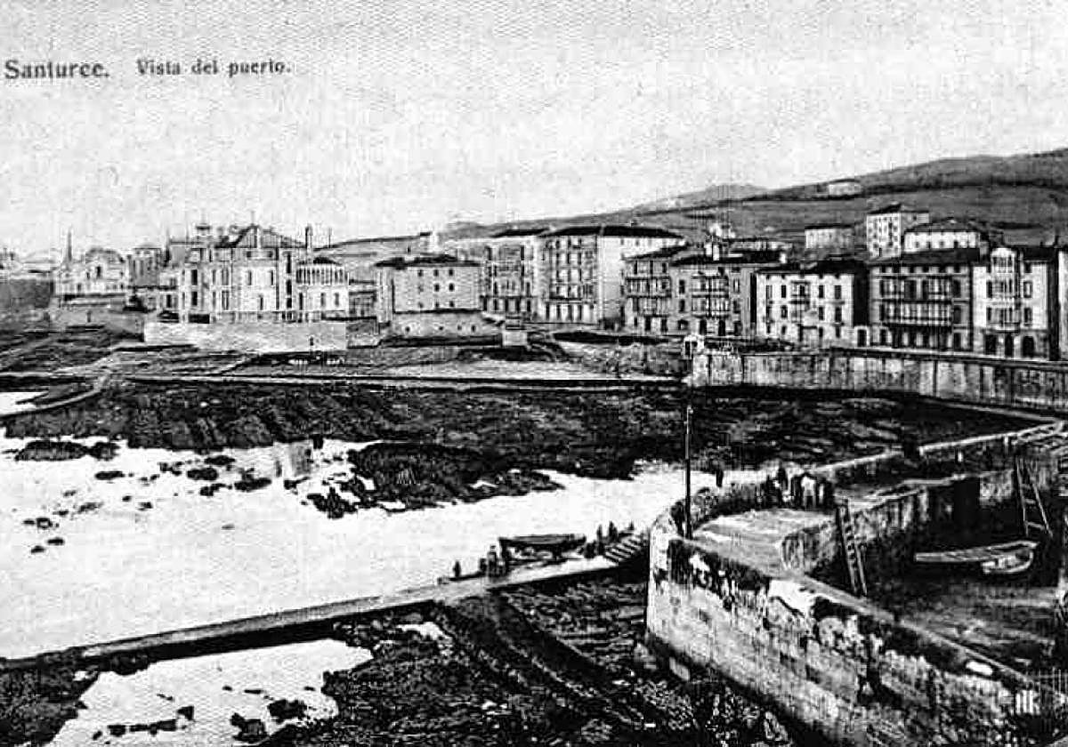 Vista general del antiguo puerto de Santurtzi, donde se desarrollaba prácticamente toda la actividad del pueblo.