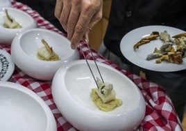 Emplatado del bacalao tres texturas.