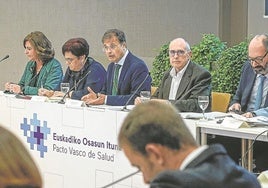 Un momento de la reunión del Pacto Vasco de Salud celebrada ayer en Vitoria.