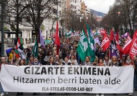 Manifestación de los trabajadores de los centros de iniciativa social, el pasado mes de enero.