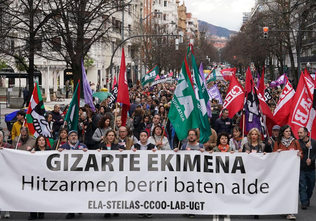 Manifestación de los trabajadores de los centros de iniciativa social, el pasado mes de enero.