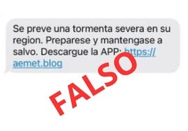 Aemet alerta de una estafa por SMS: un falso aviso de una tormenta severa con un enlace de descarga malicioso