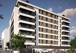 Recreación del futuro edificio de viviendas en Mungia.