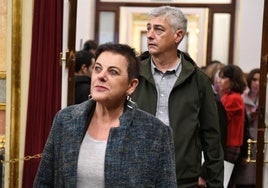 Los diputados de EH Bildu Mertxe Aizpurua y Oskar Matute en el Congreso.