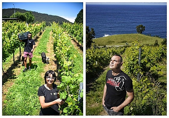 Iratxe Eguzkizaga de Zabala Txakolina y Jon Bixente de Santiago de Talai-Azpia.